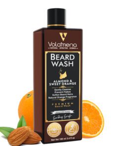 Volamena Almond & Orange Beard Wash Purifying & Beard and Skin Cleaner with Sweet Almond Oil, Argan Oil | Beard Cleanser for Clean & Healthy Beard 100 Ml