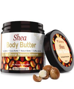 Volamena Shea Body Butter Moisturizer For Dry Skin With Shea, Cocoa & Coffee | 48 Hr Moisture | Vegan | For Women & Men 100 ml
