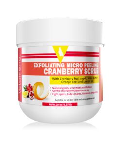Volamena Exfoliating Micro Peeling Cranberry Face Scrub With Cranberry Seeds Orange Peel & Vitamin C | Help Remove Dead Skin Cells | For Women & Men - 200 ml