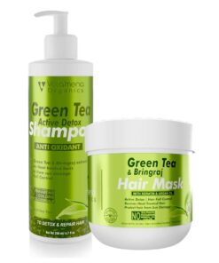 Green Tea Active Detox Shampoo 200 ml With Green Tea & Bhringraj Hair Mask 200 ml Combo