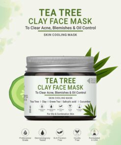 Volamena Tea Tree Clay Face Mask | Skin Brightening | For Oil Control & Acne For Women & Men 200 ml