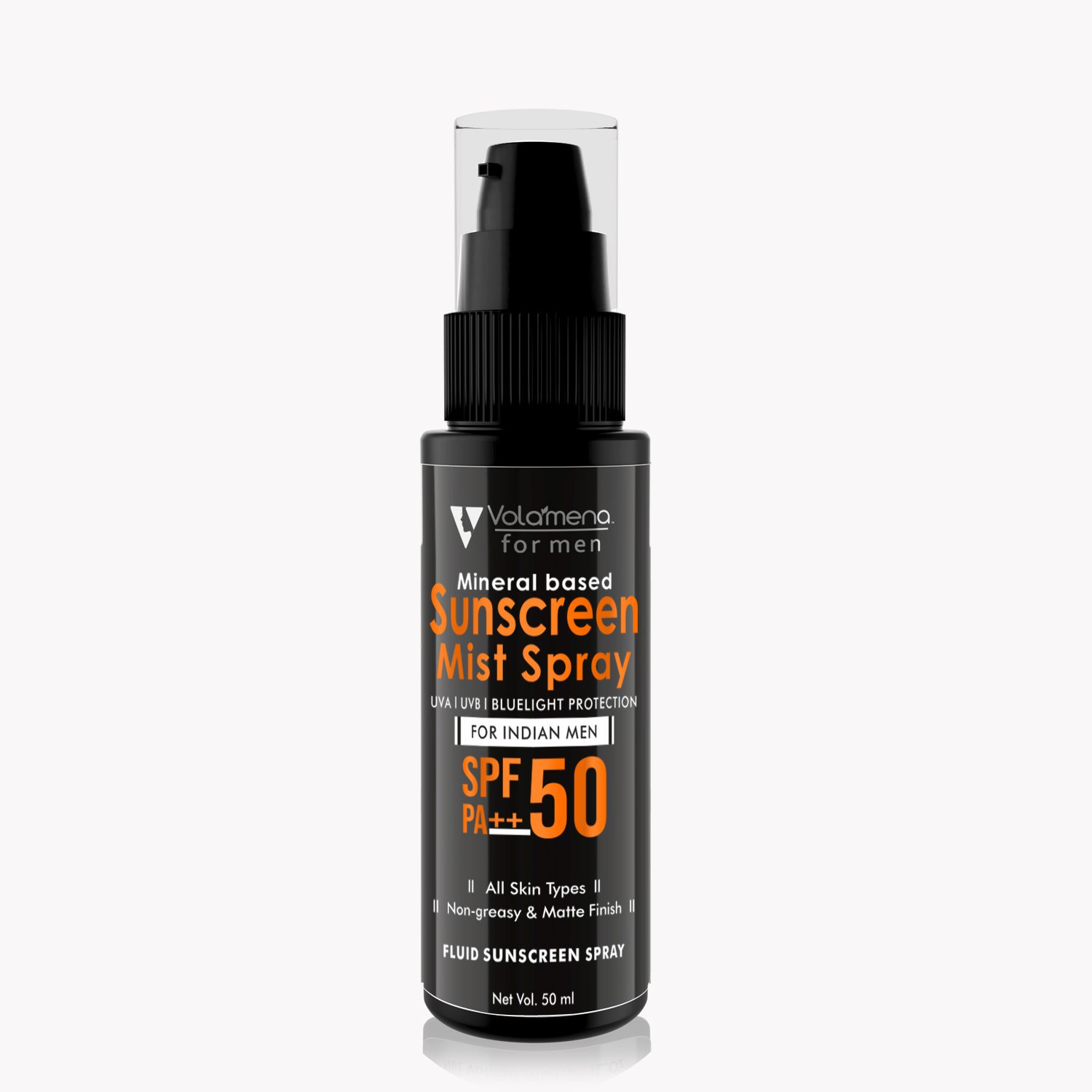 Volamena Men Mineral Based Sunscreen SPF 50 ++ Sunscreen Mist Spray For Men UVA UVB Protection 50 ml