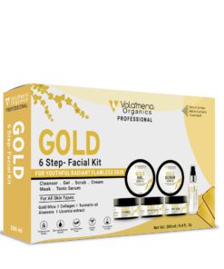 Volamena Skin Brightening Gold 6 Steps Facial Kit, For Flawless Skin, Youthful Glow Facial Kit For Women & Men 280 ml