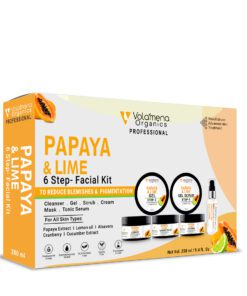 Volamena Organics Papaya & Lime Facial Kit To Reduce Blemishes and De Pigmentation Facial Kit For Women & Men 280 ml
