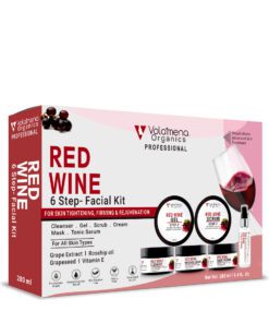 Volamena Organics Red Wine 6 Steps Facial Kit For Glowing Skin, Tightening & Firming & Rejuvenation Facial Kit For Women & Men 280 ml
