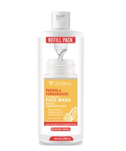 Volamena Papaya & Pomegranate Foaming Face Wash | For Glowing Skin | With Papaya Face Wash For Women & Men Refill Pack 200 ml