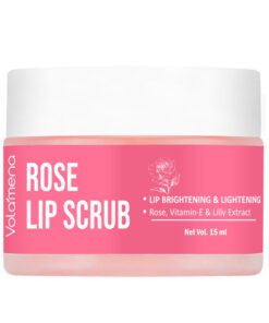 Volamena Rose & Vit-E Lip Scrub For Dry, Chapped Lighten Dark to Natural Pink Lips For Women 15 ml