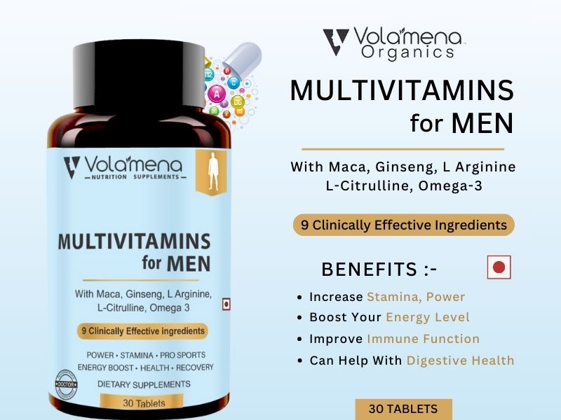 Volamena Multi Vitamins with Ginseng, L -Arginine & L-Citrulline for men for superior Power, Stamine, Health, Energy Boost, Sports a & Recovery 30 Tbs.