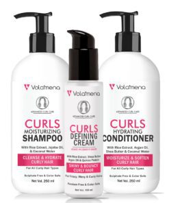 Volamena Curly Hair Care Combo Kit with Shampoo, Hair Conditioner and Hair Cream Set of 3 For Hair Curls || Men & Women