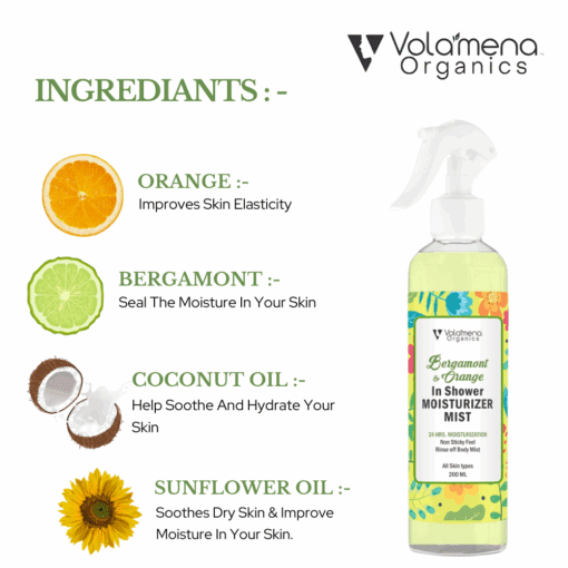 Bergamont & Orange in Shower Moisturizer Mist For 24Hrs. Moisturization