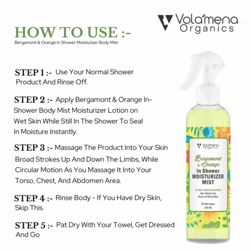 Bergamont & Orange in Shower Moisturizer Mist For 24Hrs. Moisturization