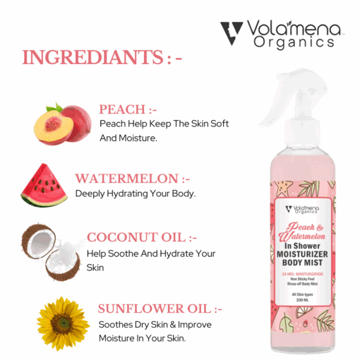 Peach & Watermelon In Shower Moisturizer body mist For 24Hrs. Moisturization