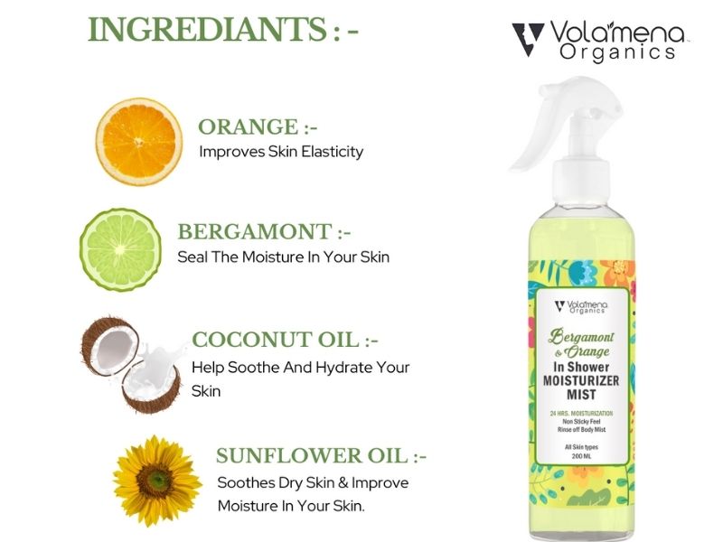 Bergamont & Orange in Shower Moisturizer Mist For 24Hrs. Moisturization