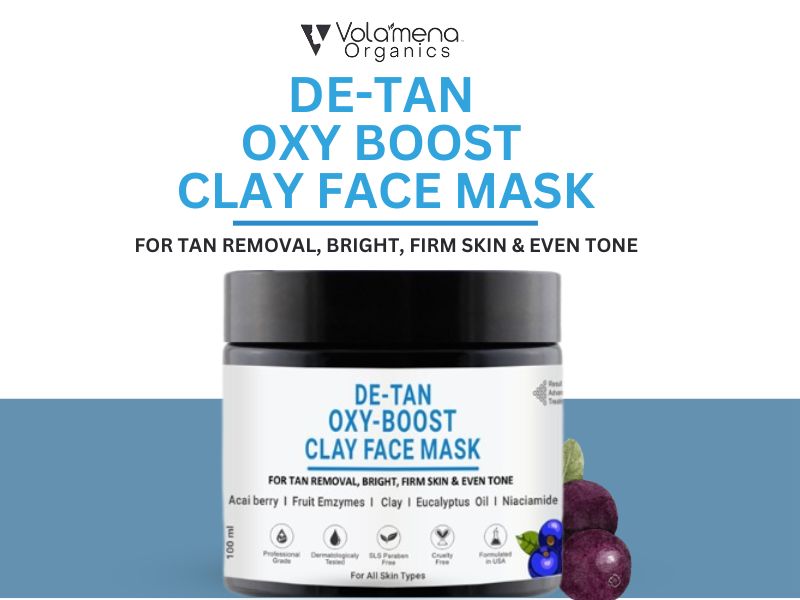 De Tan Oxy – Boost Clay Face Mask With Acai Berry & AHA’s | For Even skin Tone & Tan Removal | De tan mask For Women & Men 100 ml