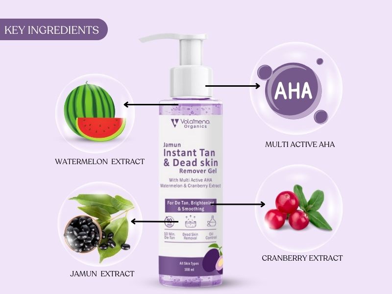 Jamun Instant Tan & Dead Skin Removal Face Gel | Visibly Tan Removal | Instant Tan & Brighten Skin | De tan Gel For women & Men 100 ml