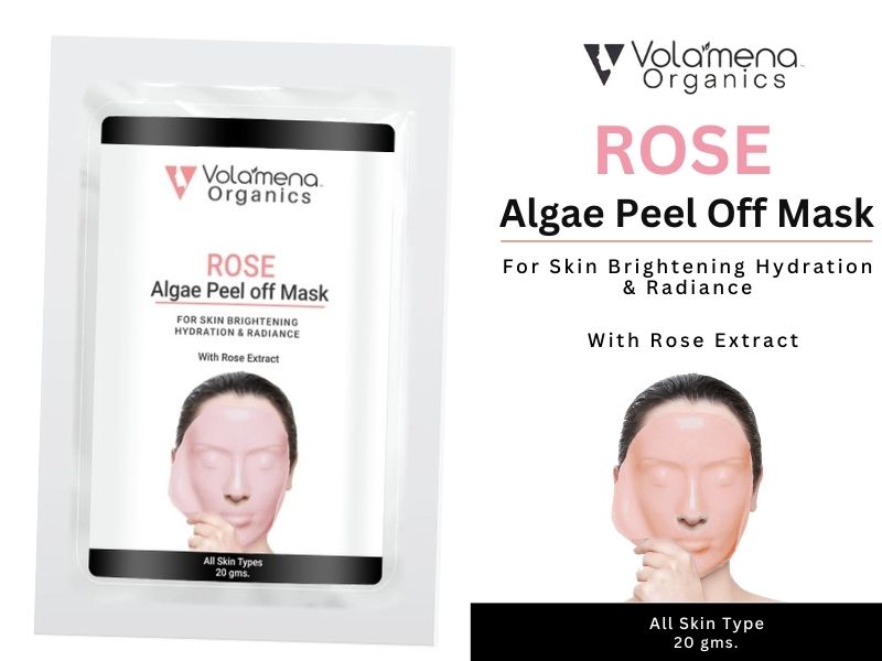 Volamena Organics Rose Algae Peel Off Mask With Rose Extract For Skin Brightening & Hydration, 20 gms
