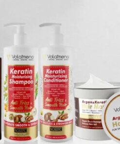 Volamena Keratin & Argan Oil Hair Care Combo (Pack Of 4) Keratin Moisturizing Shampoo, 250 ml + Keratin Moisturizing Conditioner, 250 ml + Onion Blackseed Hair Oil, 100 ml + Argan Oil & Keratin Hair Mask, 250 ml