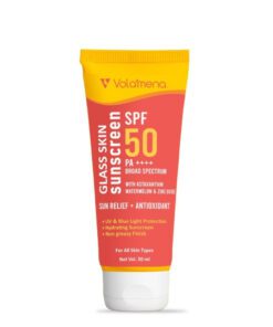 Volamena Glass Skin Sunscreen Spf 50pa++++ With Astaxanthin & Watermelon | Protect From UV Rays & Bluelight | Deeply Hydrate Your Skin | For Both Men & Women | Light Weight & Non Greasy | 50ml