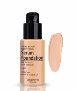 Volamena Light Weight Mattefying Serum Foundation With SPF 30PA++++, Light Shade, | With Hyaluronic Acid & Alpha Arbutin | High Coverage For Even Natural Glow, Flawless Finish | 25 ml